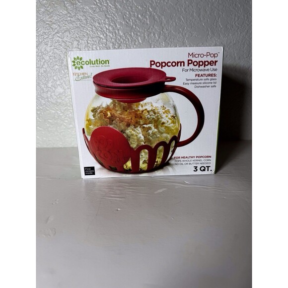 Ecolution Micro-Pop 3 Quart Microwave Popcorn Popper - Red - Picture 1 of 8